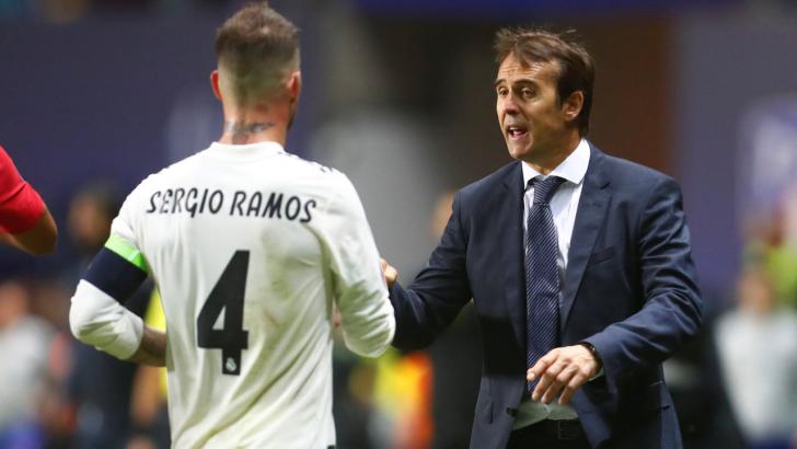Sergio Ramos and his Real Madrid manager Julen Lopetegui.